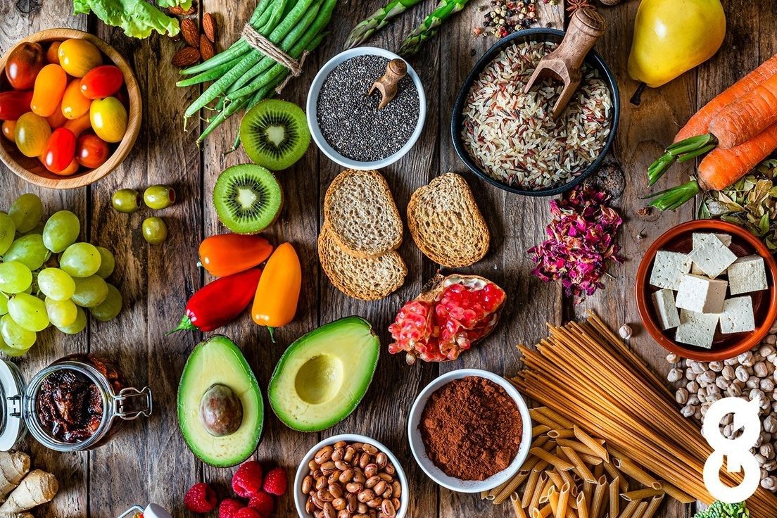 Diverse colorful foods showing variety in nutrition
