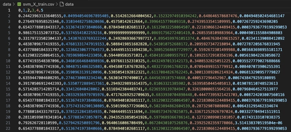 SVM X Train Dataset